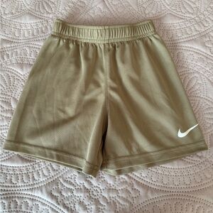 Nike Tan Athletic Shorts with White Swoosh